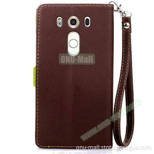 Litchi Texture Leaf Magnetic Snap Flip Leather Wallet Case for LG V10 Phone Case
